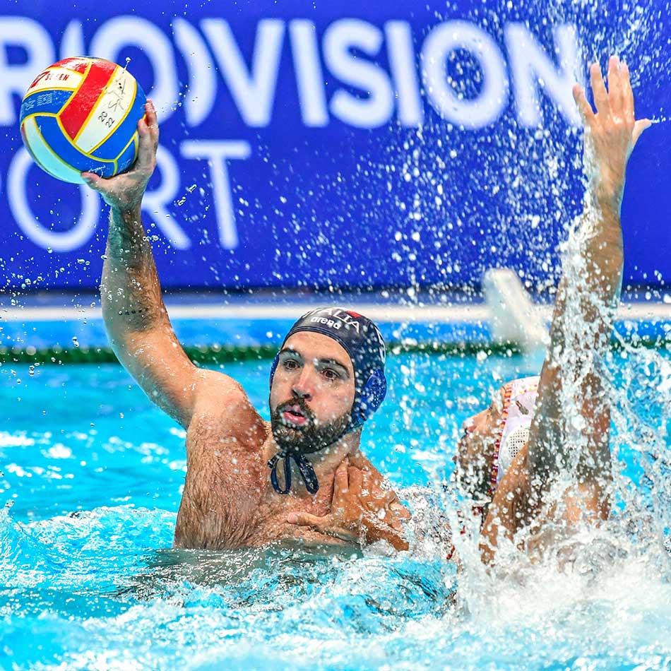 Partido de un campeonato europeo de waterpolo