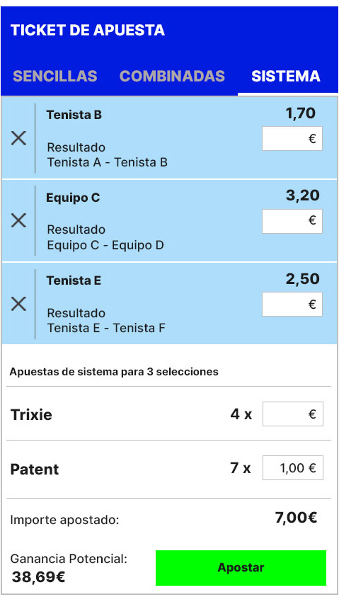 Ejemplo apuesta de sistema Patent