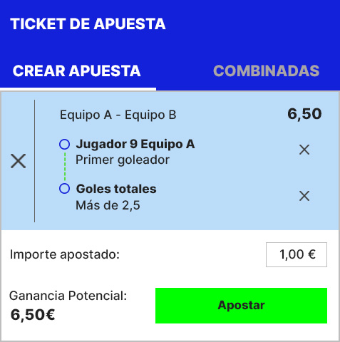 Ejemplo de crear apuesta con primer goleador