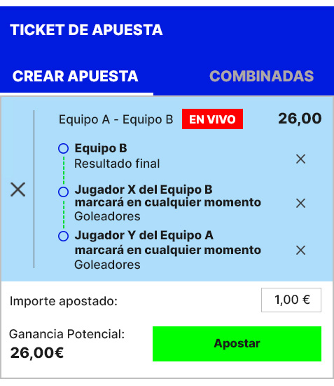 Ejemplo crear apuesta con apuestas en directo