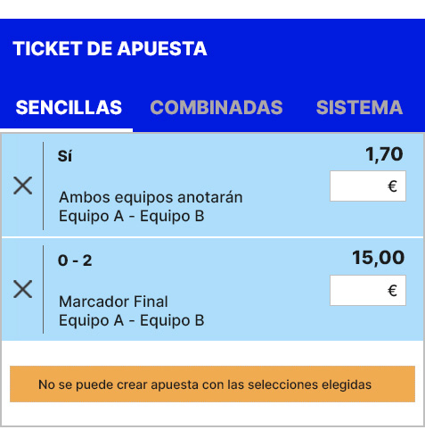 Ejemplo de dos mercados que no se pueden combinar porque son contradictorios