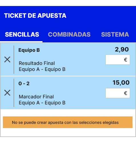 Ejemplo de dos mercados que no se pueden combinar por su relación