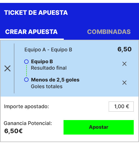 Ejemplo crear apuesta con apuestas anticipadas