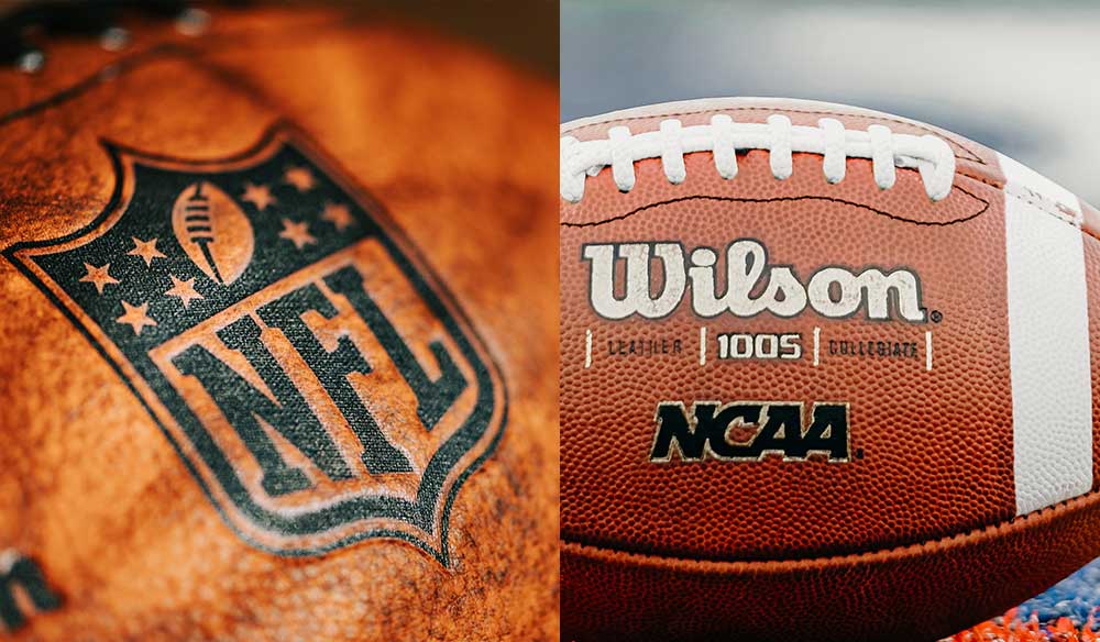 Balón de la NFL y balón de la NCAAF