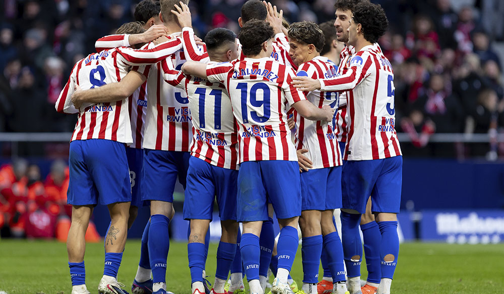 Los jugadores del Atlético celebrando un gol